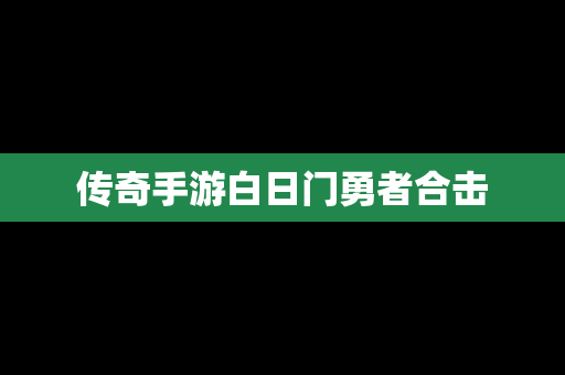 传奇手游白日门勇者合击