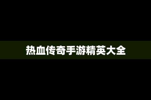 热血传奇手游精英大全