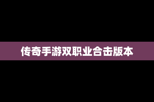 传奇手游双职业合击版本