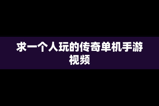 求一个人玩的传奇单机手游视频