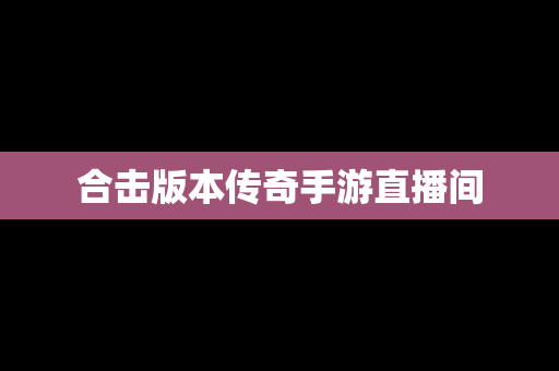 合击版本传奇手游直播间