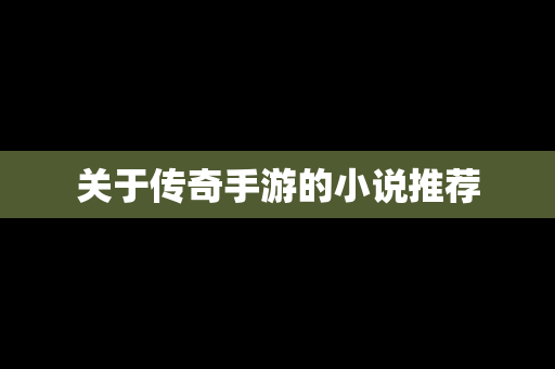 关于传奇手游的小说推荐