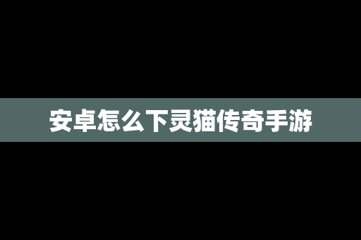 安卓怎么下灵猫传奇手游