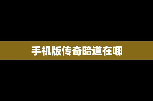 手机版传奇暗道在哪