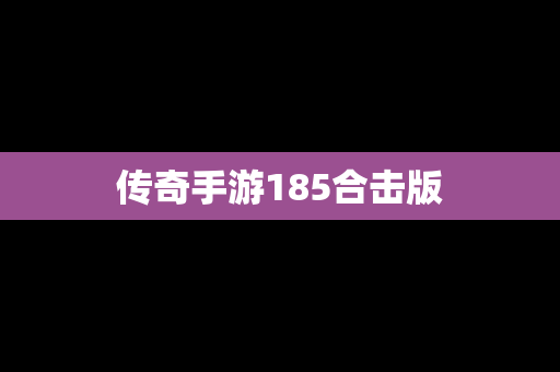 传奇手游185合击版