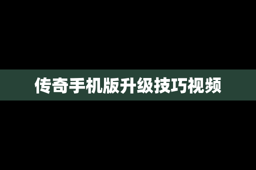 传奇手机版升级技巧视频
