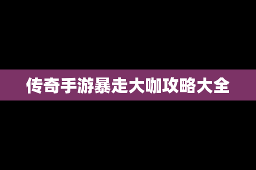 传奇手游暴走大咖攻略大全