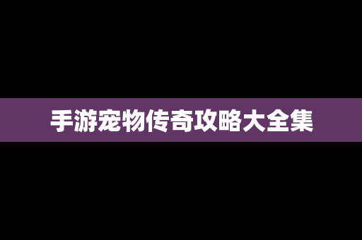 手游宠物传奇攻略大全集