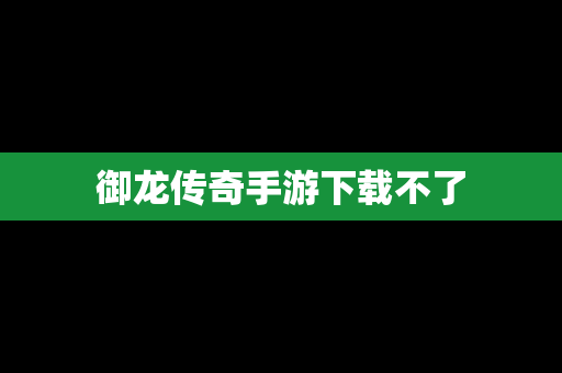 御龙传奇手游下载不了