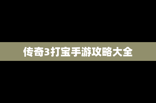 传奇3打宝手游攻略大全