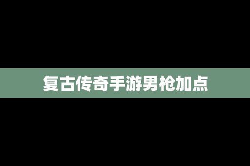 复古传奇手游男枪加点