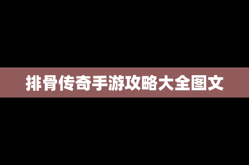 排骨传奇手游攻略大全图文
