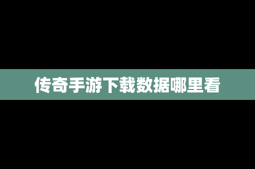 传奇手游下载数据哪里看