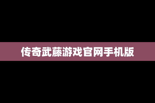 传奇武藤游戏官网手机版