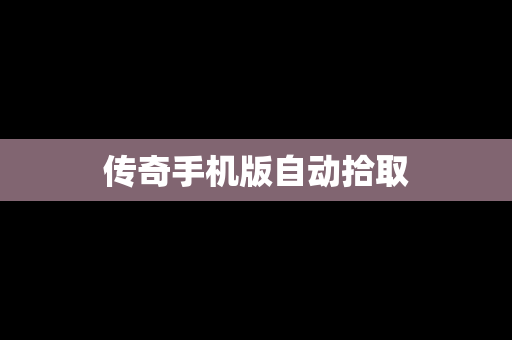 传奇手机版自动拾取