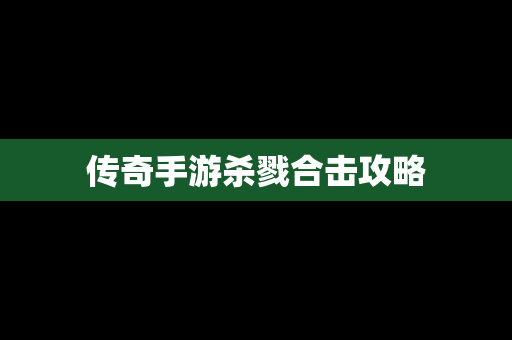 传奇手游杀戮合击攻略