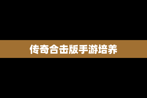 传奇合击版手游培养
