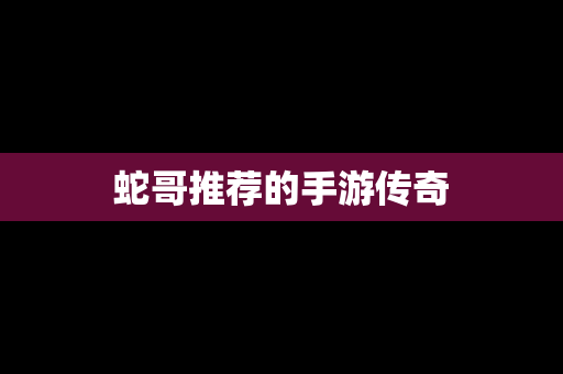 蛇哥推荐的手游传奇