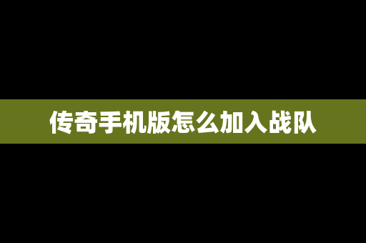 传奇手机版怎么加入战队