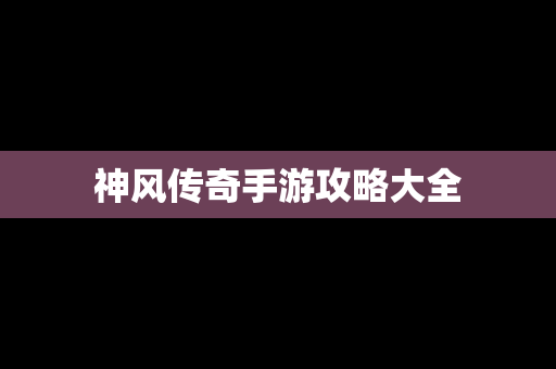神风传奇手游攻略大全