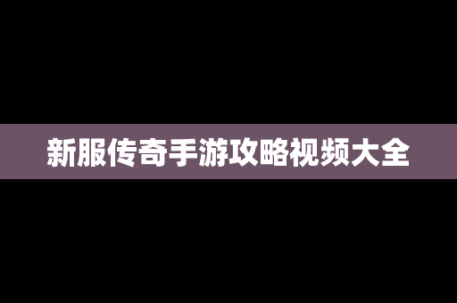 新服传奇手游攻略视频大全
