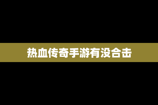 热血传奇手游有没合击
